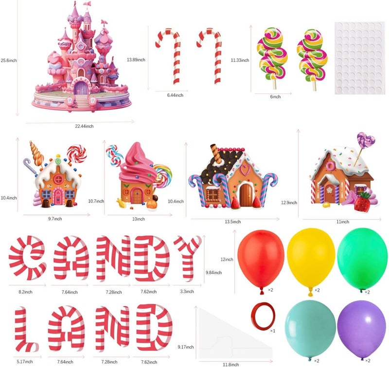 DreiPanda Halloween Trunk or Treat Candy Land Decorations Kit with Whole Piece Sweet Candy Land Lollipop Balloons Tassel for Suv Car Archway Garage Door Haunted House Party Decoration - Image 2